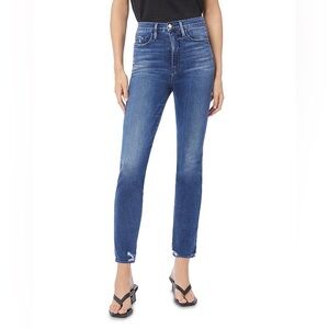 FRAME Denim le sylvie crop jean in edgewater crew high rise distressed dark wash